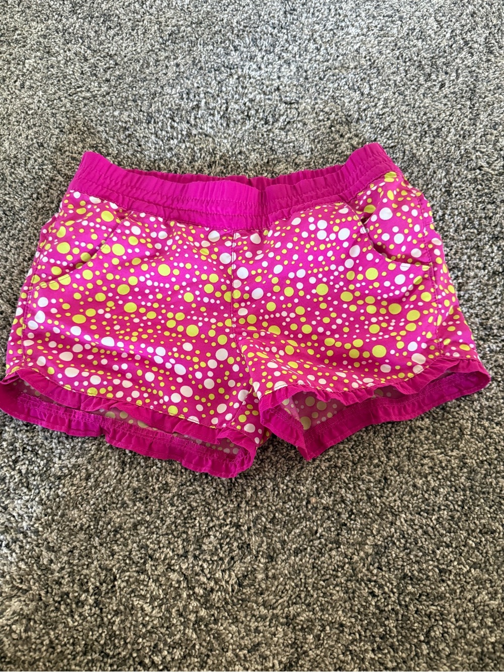 Girls' Columbia Bright Pink Polka Dot Ruffle Shorts